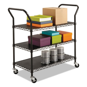 Safco® Wire Utility Cart, Three-shelf, 43.75w X 19.25d X 40.5h, Black freeshipping - TVN Wholesale